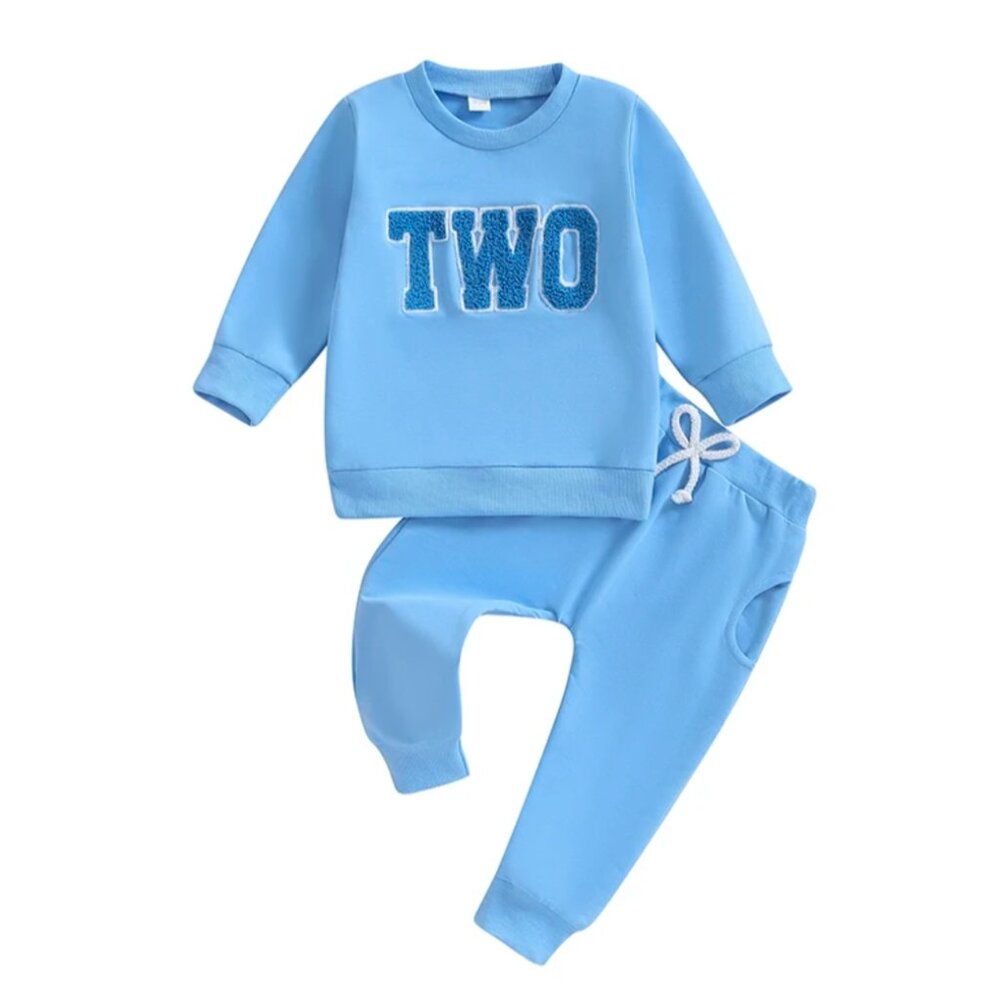 Two Sweater Blue Second Birthday Outfit Clothes Leggings Pants
